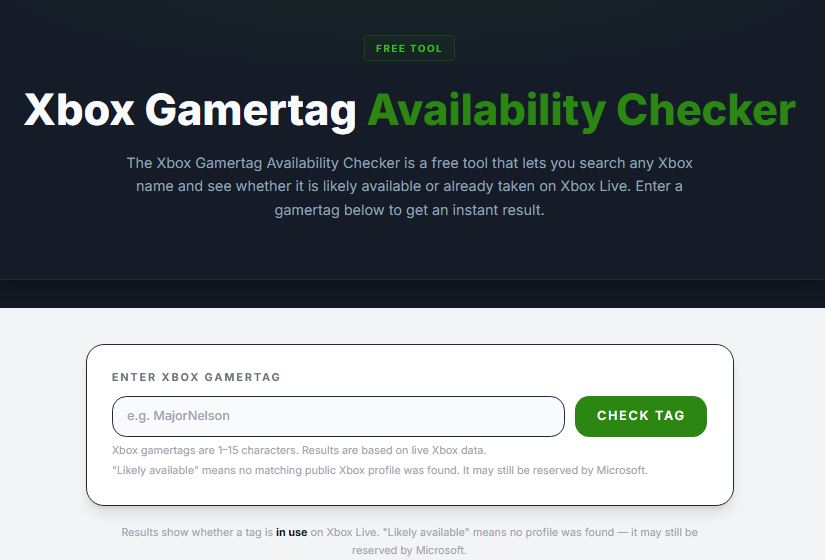 Xbox Gamertag Availability Checker