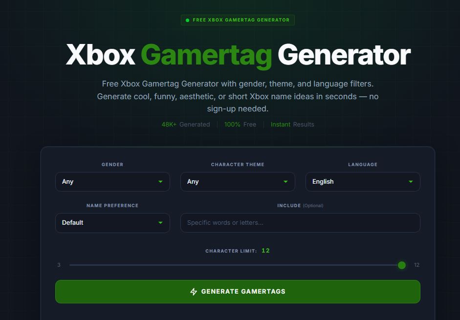 Xbox Gamertag Generator