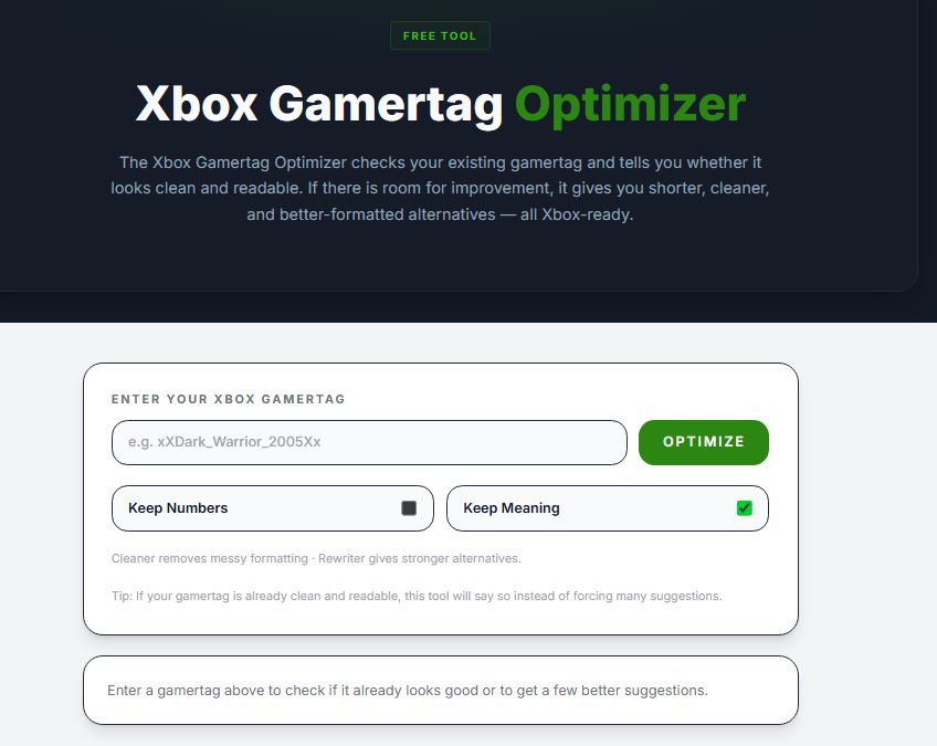 Xbox Gamertag Optimizer