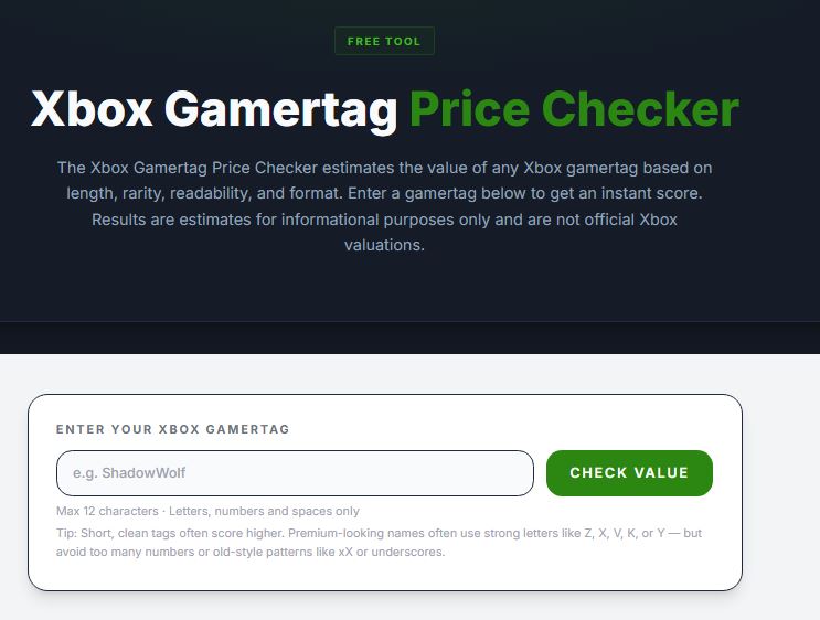 Xbox Gamertag Price Checker